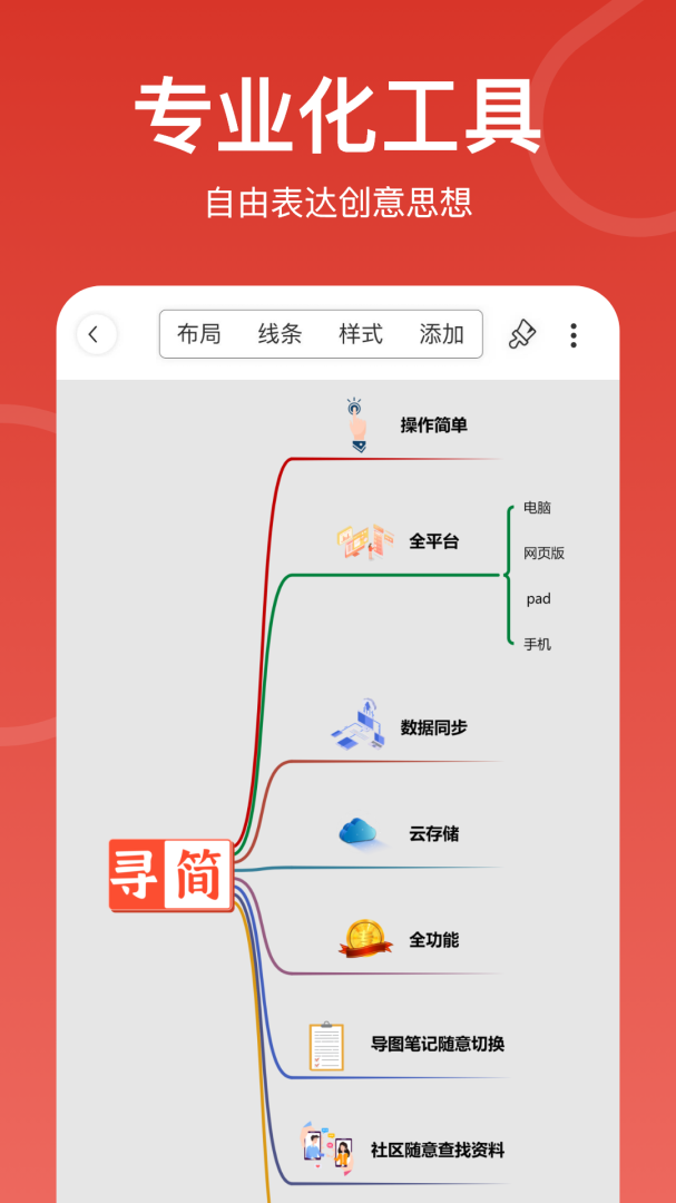 寻简思维导图app